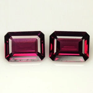 3,30 quilates y 8x6 mm _ Piedras preciosas granate rodolita natural rosa púrpura 2 piezas - Imagen 1 de 10