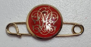 Vintage Safty Pin Brooch With Initials - Picture 1 of 3
