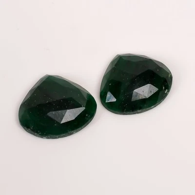 32.5 Ct. Green Aventurine Heart Faceted Gemstone Pair 19x21x6 mm Translucent - Image 1 of 4
