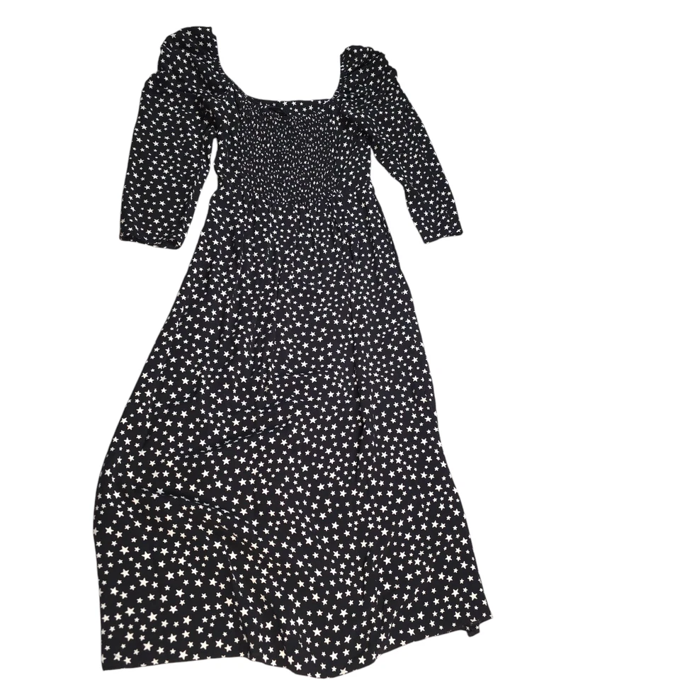 Miss Selfridge Star Novelty Print Dess Maxi Women Size 4 Ruched Back Square Neck - Image 1 of 4