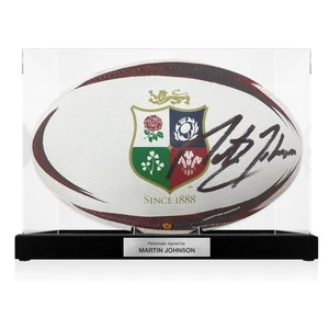 Martin Johnson Signed British & Irish Lions Rugby Ball 2025. Display Case Plaque - Picture 1 of 4