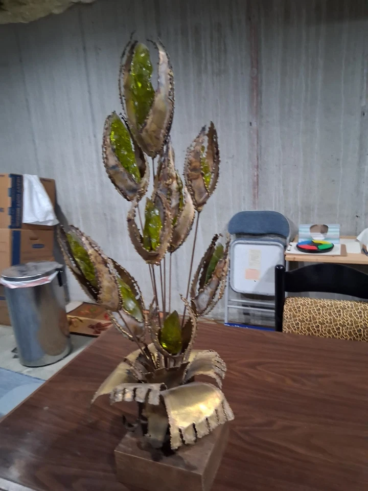 Bijan Brass Floral Sculpture Figurine Statue - Image 1 of 2