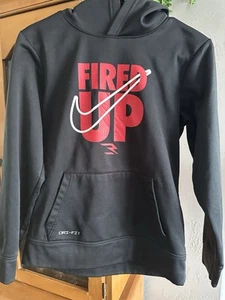 Nike 3 Brand Youth Hoodie Sz L Black Fired Up Fleece Hooded Sweatshirt Warm Cozy - Picture 1 of 3