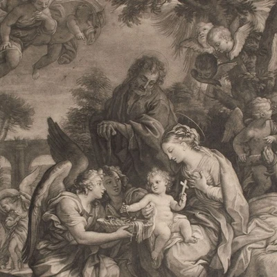 John Smith nach Carlo Maratti Cum in Orbem Heilige Familie Mezzotinto 1707 - Bild 1 von 4