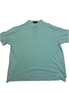 Polo Ralph Lauren Shirt Men's 2XL Big 2XLB Blue Short Sleeve YELLOW PONY Golf - Picture 1 of 6