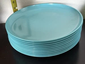 Juego de 10 platos de cena de melamina turquesa/aqua para uso diario resistente a roturas - Imagen 1 de 6