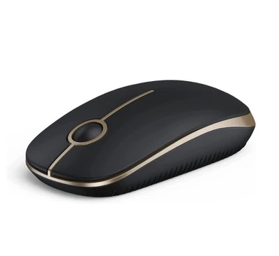 Wireless 2.4G Silent Mouse with USB Receiver DPI Precision Black Gold, New - Image 1 of 4