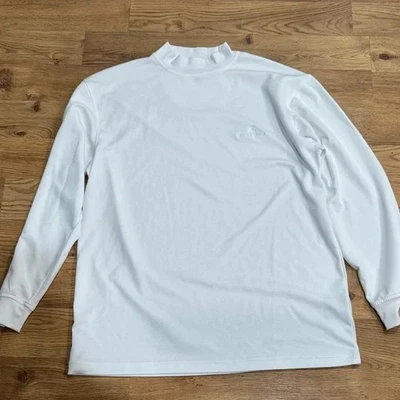 Pebble Beach White Long Sleeve Men's Mock Turtleneck with Embroidered Detail - Image 1 of 4