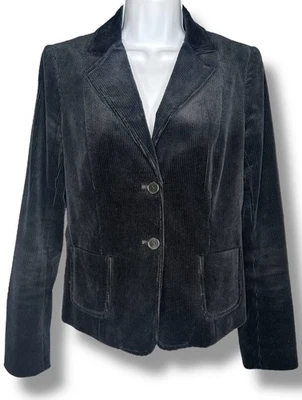 Theory Black Corduroy Button Blazer sz 6 womens pockets lined corpcore acadamia - Image 1 of 4