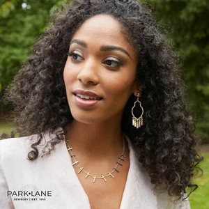 Park Lane "BRIE" Necklace" Crystal Encrusted Bar Necklace Stunning! Reg. $100 - Picture 1 of 4
