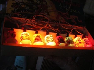 Vintage Mazda Noma Mickey Mouse Christmas Tree Decoration Lights Bulbs Working  - Picture 1 of 12