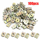 100PCS U-Type Gasket Clips Spring Metal Car Door Panel Spire Trim Fixed Screw