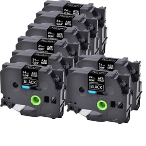 8x Compatible with Brother TZ TZe-355 ruban étiqueteuse Blanc sur noir 24mm - Afbeelding 1 van 4