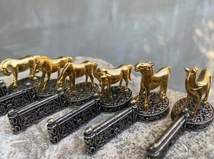 Set of Six French Unusual Art Deco Knife Rests with Horses, Vintage Cutlery - Picture 1 of 10