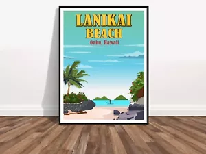 Lanikai Beach Oahu Hawaii Kailua Wall Art Vacation Print Beach Print Poster - Picture 1 of 10