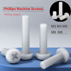 White Nylon Phillips Screws Pan Round Head Plastic Machine Bolts 3mm 4mm