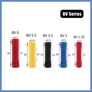 Tubular Insulated Electrical Crimp Terminals BV Series Cable Wire Connectors - Picture 1 of 3