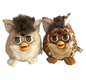 2 1999 Furby Buddies Plush Bean Bag Tiger Electronic Animal Giraffe & Tan Bear - Picture 1 of 8