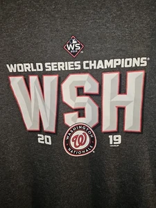 Washington Nationals 2019 World Series Champs Xl Mens Gray Graphic Logo Tee MLB - Picture 1 of 11
