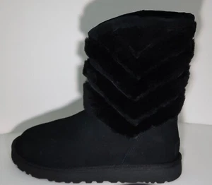 UGG Tania Wildleder Lammfell Winter Schwarz Stiefel Größe US 8 EU 39 Brandneu - Bild 1 von 13