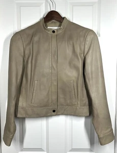 Women’s New York & Company Tan Leather Jacket Full Zip Size 8 Medium - Picture 1 of 8