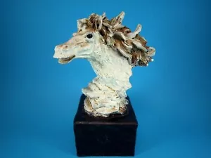 SCHÖNE 90er Jahre. KÜNSTLERISCHE HANDGEFERTIGTE PFERDEBÜSTE FIGUR in TOLLEM DESIGN!! - Bild 1 von 8