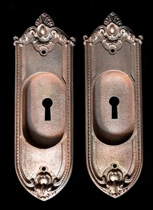 Pair of Antique Neoclassical Sargent Pocket Door Plates c.1880 (2 Available) #2 - Picture 1 of 8