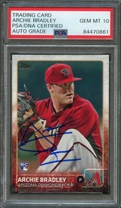 2015 Topps RC #519 Archie Bradley Signed Card PSA Slabbed Auto Grade 10 Dbacks - Picture 1 of 2