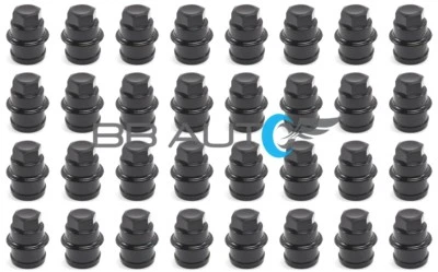 SET OF 32 SILVERADO AVALANCHE SIERRA EXPRESS VAN WHEEL BLACK LUG NUT COVERS NEW - Image 1 of 4