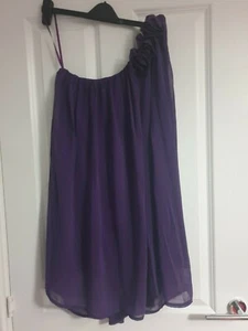 AX PARIS VIOLET PURPLE SHEER ONE SHOULDER FLOWER CORSAGE TRIM FLOATY SHIFT DRESS - Picture 1 of 4
