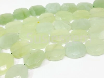 New Jade faceted nuggets 16x18mm. Natural Serpentine Healing Stone. 15.5'' - Image 1 of 4