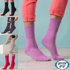 Ladies Gentle Grip Diabetic Soft Top Better Blood Circulation Cotton Rich Socks - Picture 1 of 13