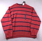 Chaps Sweater Mens 4XLT Red Blue Striped Heavyweight Pullover NWT