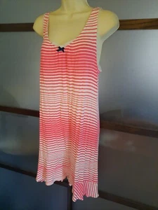 Ellen Tracy Pajamas Nightie Medium Striped Pink Blue Adorable - Picture 1 of 4