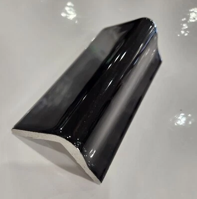 Glossy Black V Cap Ceramic Tile Countertop - Image 1 of 4