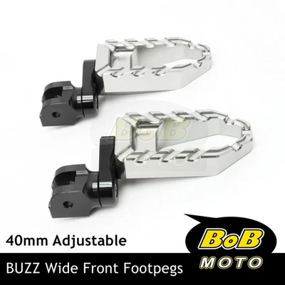 Estriberas anchas delanteras inferiores de titanio BUZZ 40 mm para Ninja 650R EX650JHF 17-22 21 20 Foto 1 de 4