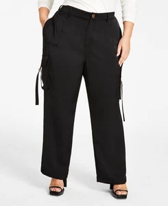 Pantalones cargo Nina Parker para mujer de moda Plus pierna recta negros talla 18W nuevos con etiquetas - Imagen 1 de 3