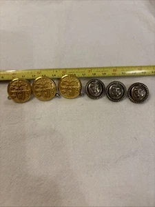 Vtg Waterbury Coast Guard Eagle Anchor Cuff Buttons & 3 Silver Anchor Buttons - Picture 1 of 5