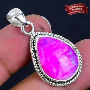 Rosa Mondstein Stein Handarbeit Dankeschön Tag Anhänger massiv Sterlingsilber - Bild 1 von 7
