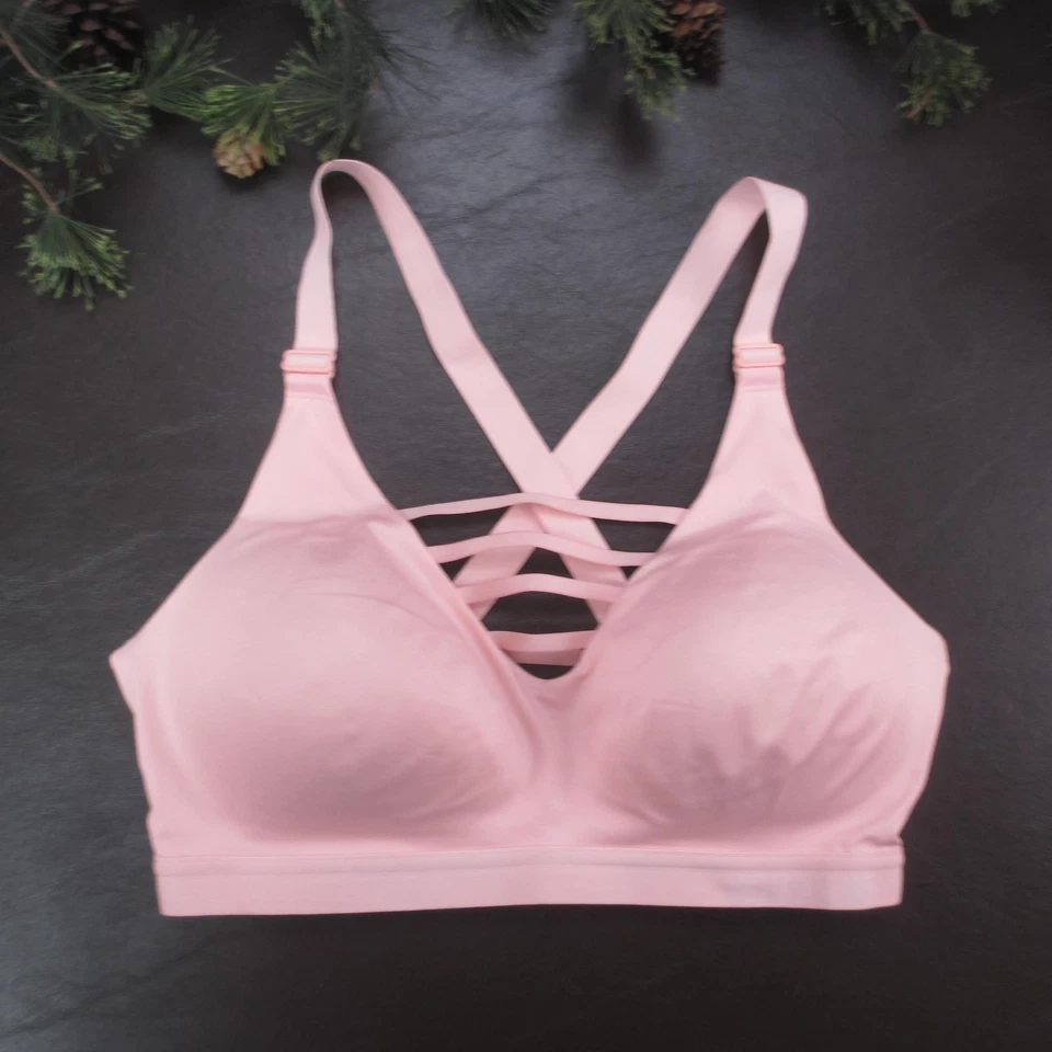 Victoria Sport Sports Bra Womens 36D Pink Strappy Lattice Crossback Adjustable - Image 1 of 4