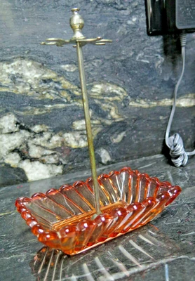 Amberina Rose Tiente Baccarat Toothbrush Holder SWIRL FRENCH GLASS Stand GIFT - Image 1 of 4