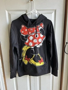 Disney Minnie Mouse Ears Sweatshirt Hoodie Stand Up Polka Dot Hoodie Bow Youth L - Picture 1 of 6