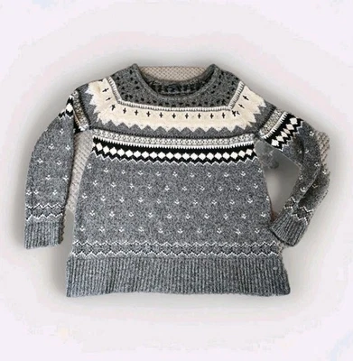 Suéter American Eagle Outfitters Fair Isle Gris Blanco Negro Tejido Pullover M Foto 1 de 4