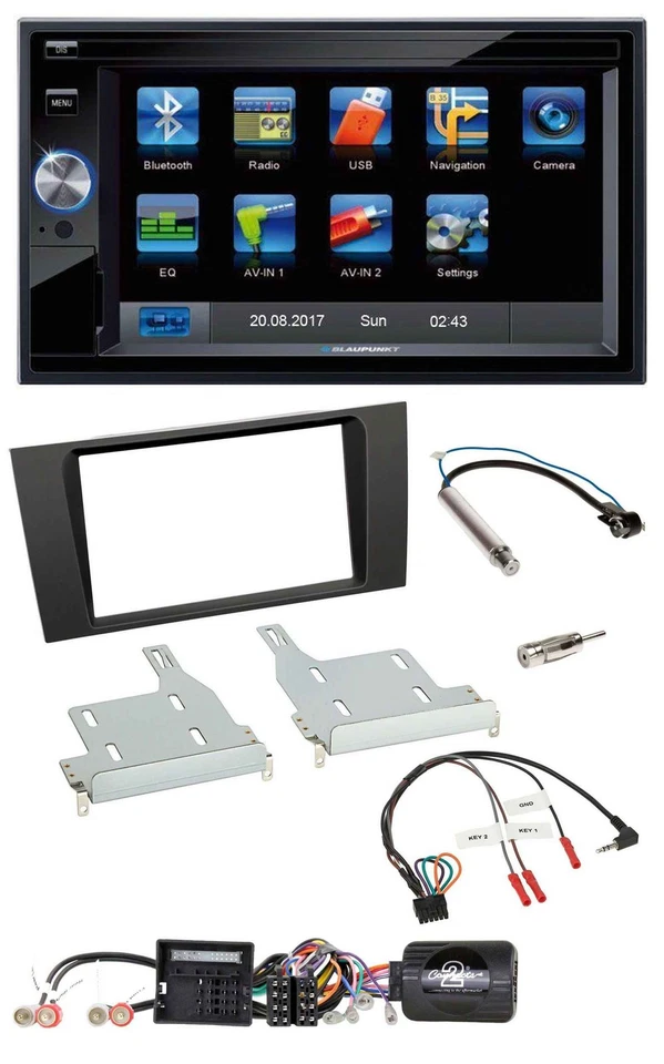 Blaupunkt 2DIN Bluetooth TMC USB Lenkrad SD Navigation für Audi A4 2000-2001 - Bild 1 von 4