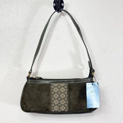 Mini Bolso de Hombro Nine West Y2K Verde Gamuza Cuero Acento Nuevo con Etiquetas Foto 1 de 4