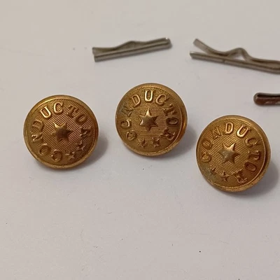 Antique Brass Conductor Buttons Half Inch X3 Steele & Johnson Civil War Era... - Image 1 of 4