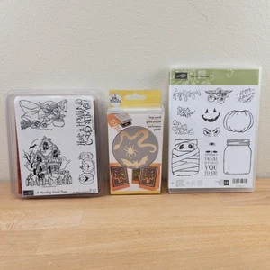 Stampin Up! Francobolli Jar Of Haunts - Francobolli Un ululante Good Time - EK Suess Punch - Foto 1 di 3