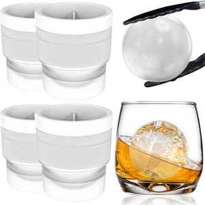 4X Large Ice Ball Maker Cube Tray Big Silicone Mold Sphere Whiskey Round Mould - Picture 1 of 13