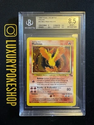 Carta Card Pokemon Moltres Fossil Unlimited ITA BGS 8.5 Near Mint  12/62 - Immagine 1 di 2