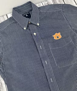 Auburn University Tigers Button Down Dress Shirt Mens Size Small Navy Blue White - Picture 1 of 9